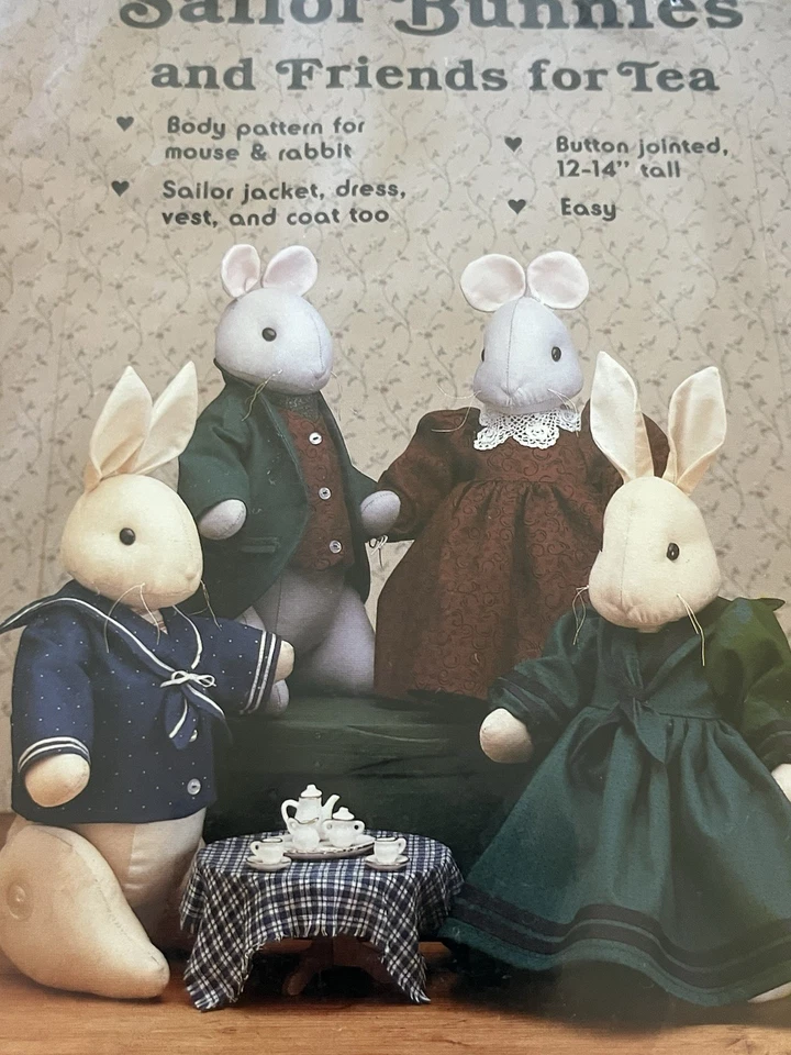 Bunnies & Friends patrón de costura Tea Time Pals 1987 Foto 3 de 4