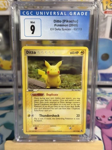 2005 Pokemon EX Delta Species Ditto Pikachu #63 CGC 9 Mint