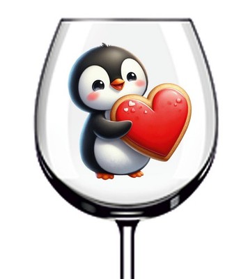 12x Valentinstag Pinguin Vinyl Aufkleber Abziehbild Becher Weinglas Flasche Laptop