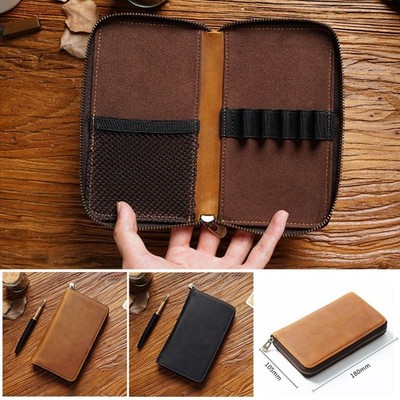 Vintage Leder Federmappe Federmäppchen Federtasche Schlampermäppchen Stiftebox