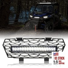 Mesh Grille with LED Light for Polaris General, Front Bumper Grill with LED