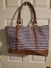 Unbranded Double Handle Navy & White Striped ...