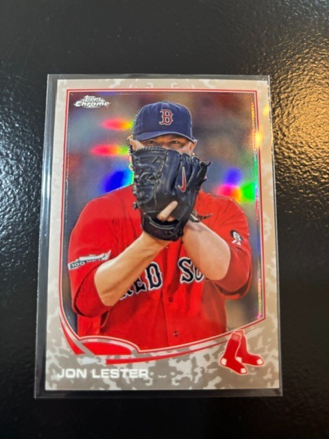 2013 Topps Chrome CAMO REFRACTOR #08/15 Jon Lester #111 RARE Red Sox