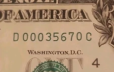 2017A $1 Fancy Serial Number Zip Code Note Somerville, Alabama 35670