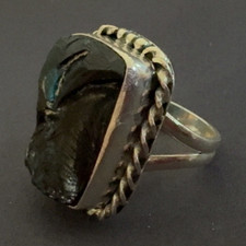 925 Sterling Silver Rectangular Black Glass B...