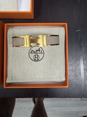 Hermes Clic H Bracelet Gold Plated Marron Glace Enamel PM