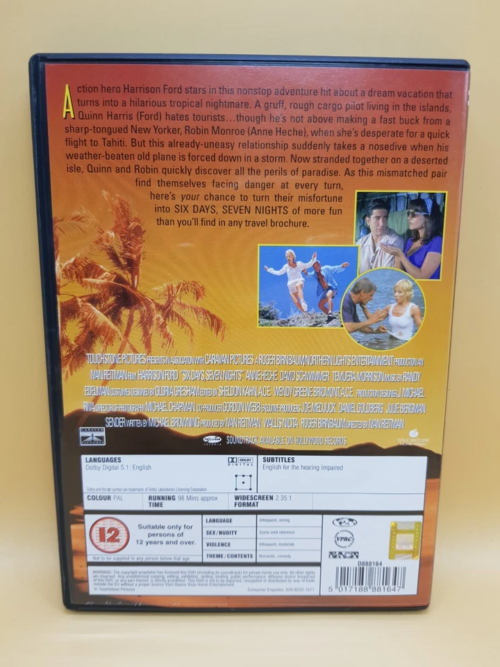 Six Days Seven Nights DVD 1999 Touchstone Pictures Harrison Ford Anne Heche - Image 3 of 4