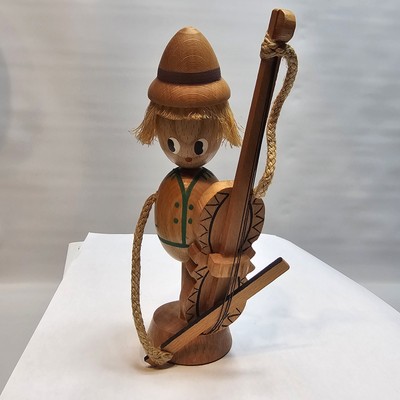 Vintage Hand Made Wooden 6'' Jazz Man Player Made Folk Art