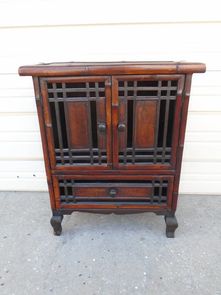 亚洲竹制床头柜桌中国藤西印度群岛波西米亚 — 第 3/4 张图片