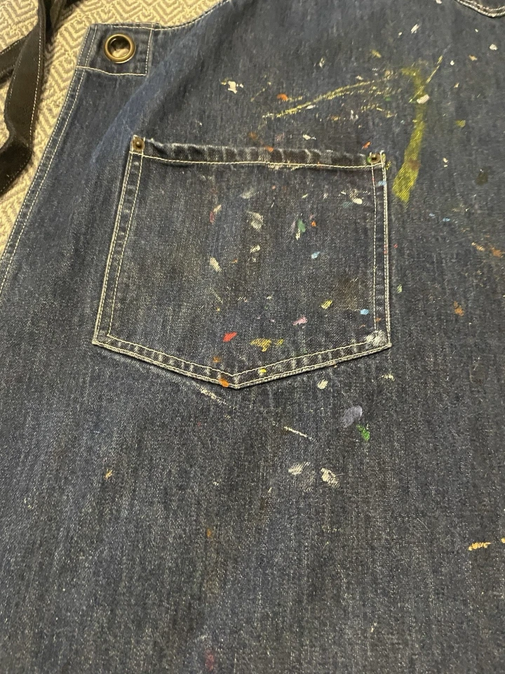 Thick Denim Shop Work Apron, Barber, Painter, Bartender, Gardening 36x25 - Image 2 of 4