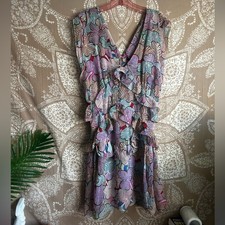 NWT Marc Jacobs 100% Silk Abstract Mod Bright Printed Ruffled Mini Dress