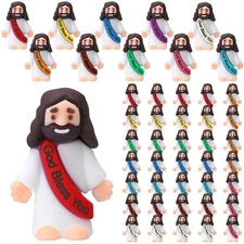 Bememo 50 Pcs Little Jesus Figurines God Bless You Small Rubber Jes... Fast Ship