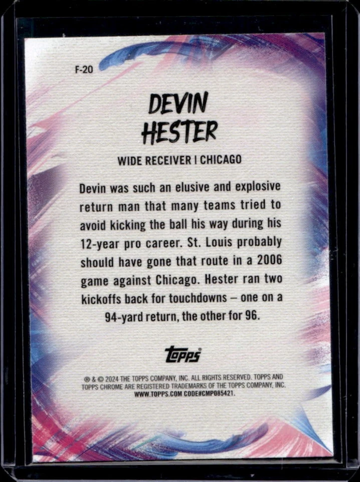2024 Topps Chrome Devin Hester Finesse Yellow Refractor #47/75 Bears - Image 2 of 2