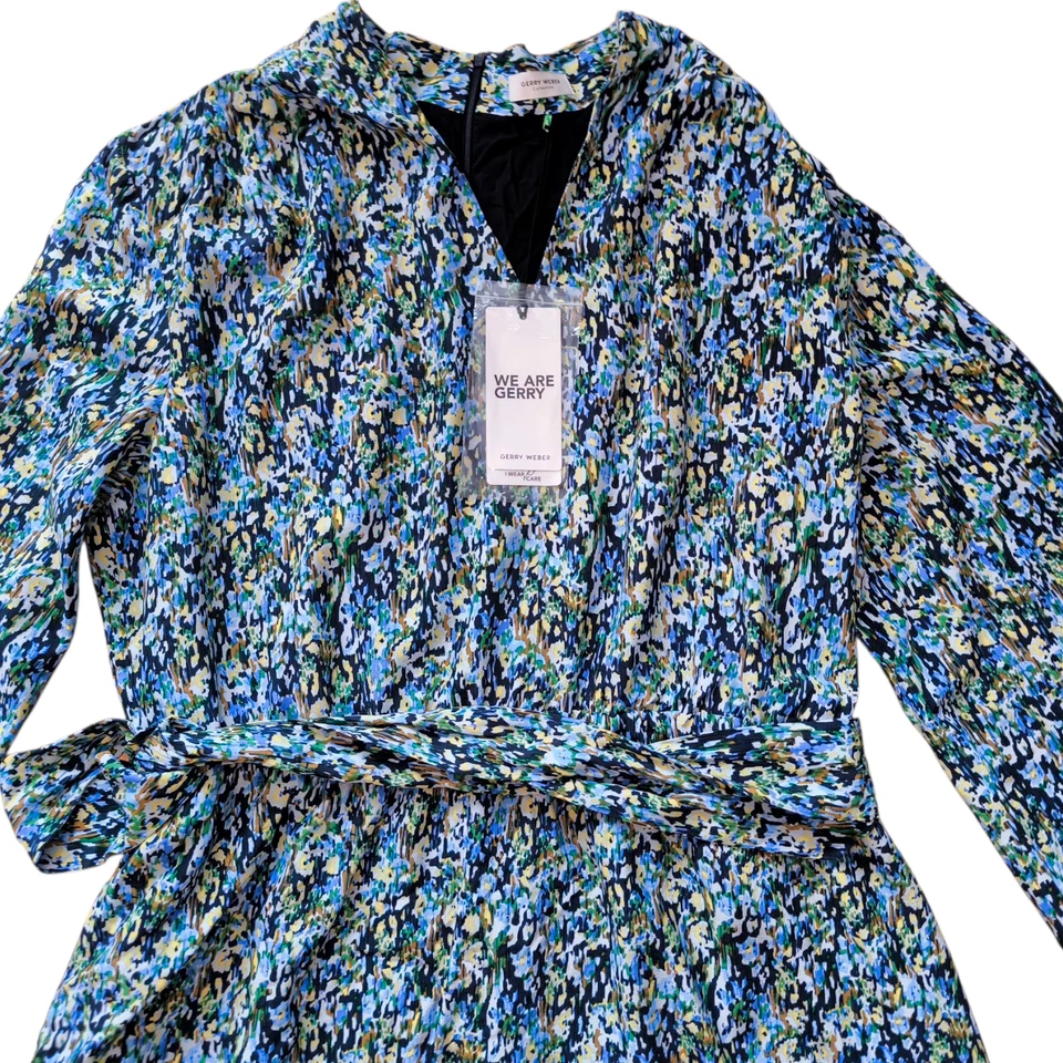 GERRY WEBER COLLECTION Damen Maxikleid Gr 48 Langarm V-Ausschnitt Bunt NEU - Bild 2 von 4