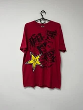 Vintage Fox Racing Rockstar Energy Drink T shirt Rare Hype Y2k Red Mens sz L