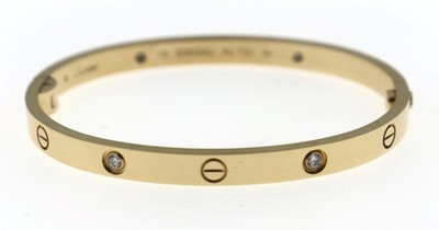 18k Yellow Gold Cartier Love Medium 4 Diamond Bracelet Size 16 2026 COA $11.8K