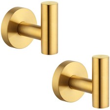 Hand Towel Hook 2-Pack Brushed Gold 304 Stainless Steel Bath Robe Hanger
