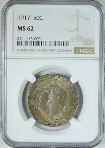 1917 Silver Walking Liberty Half Dollar NGC MS62 Uncirculated