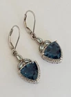 CHUCK CLEMENCY STS London Blue Topaz Sterling Silver 925 Drop Dangle Earrings