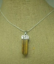 Tiger Eye Pointed Pendant Necklace Prosperity Energy Stone 925 Silver Necklace