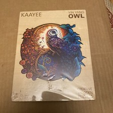 Wooden Jigsaw Puzzles-Wooden Puzzle Adult Unique Shape Advanced Yin Yang Owl Woo
