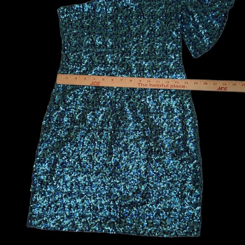 As You Wish Mini New Sequined Party Dress Blue And Green - Picture 3 of 8