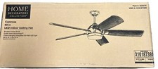 Camrose 60 in. LED Light Brushed Nickel Ceiling Fan With Remote NEW # 223075