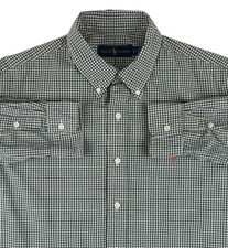 Ralph Lauren Shirt Mens L Gingham Dark Green Long Sleeve Button Down Classic Fit