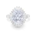 Vintage Art Deco Wedding Ring Oval Simulated CZ 925 Sterling Silver