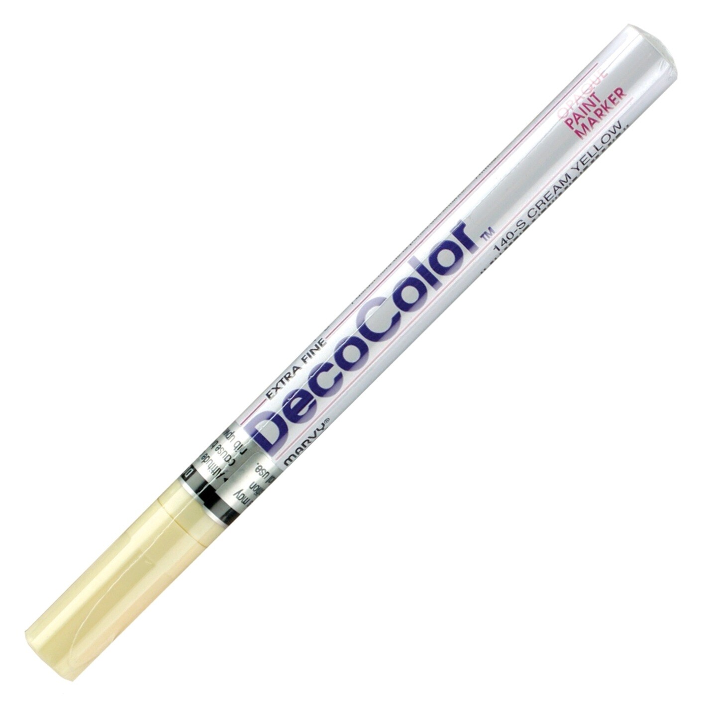 140-42 Marvy DecoColor Paint Marker, Extra Fine Tip, Cream Yellow, Pack of 1