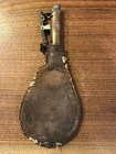 CIVIL WAR PERIOD LEATHER POWDER FLASK MARKED  "AM. FLASK & CAP CO."