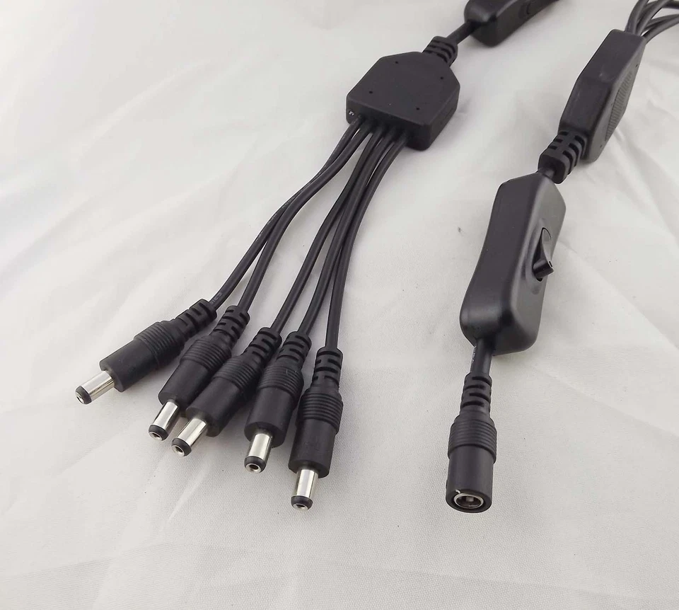 LED Strips DC Power 1 Female To 5x Male 5.5 x 2.1mm On/Off Switch Splitter Cable - Image 3 of 4