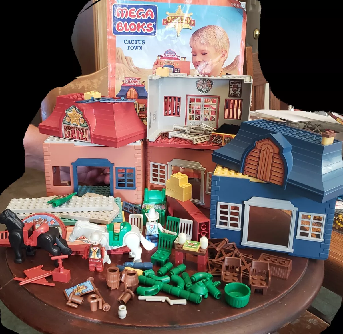 Vintage Mega Bloks Western Playset Cactus Town 9204 Lot w Instructions Rare