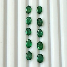 6X4 mm Oval Natural Zambian Emerald Faceted Untreated Loose Gemstone 10 Pieces