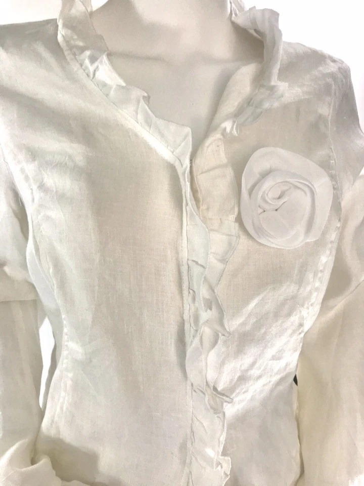 Willi Smith White Linnen Blazer Ruffle Details New NWT Medium - Image 2 of 4