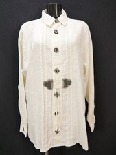 Size L costume shirt country line beige linen with appliqu&eacute; scented shirt TH2327