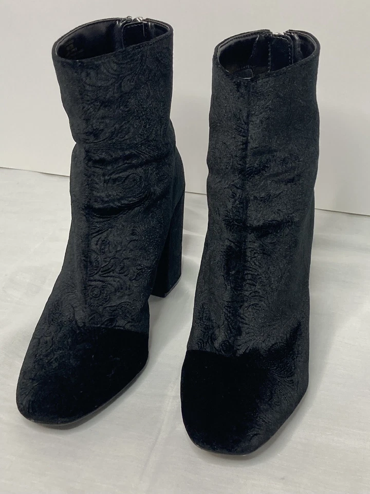 Женские ботильоны Jessica Simpson 9 м черные с цветочным бархатом с тиснением на лодыжке на блочном каблуке - Изображение 2 из 4