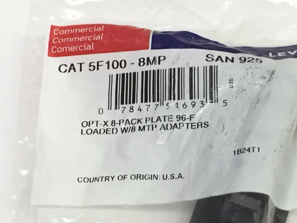 LEVITON ,CAT 5F100-8MP,Plt Optx 8pk Mtp, - Image 2 of 3