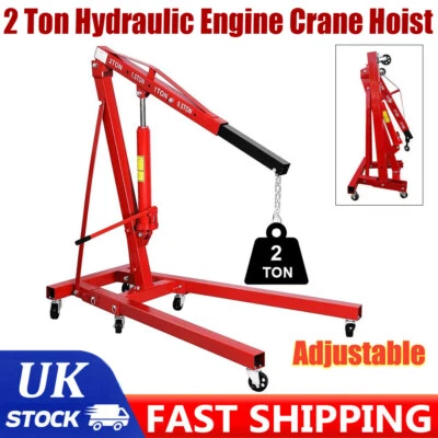 2 Ton Hydraulic Folding Engine Crane Hoist Lift Stand Lifting Garage Workshop UK - Image 1 of 4