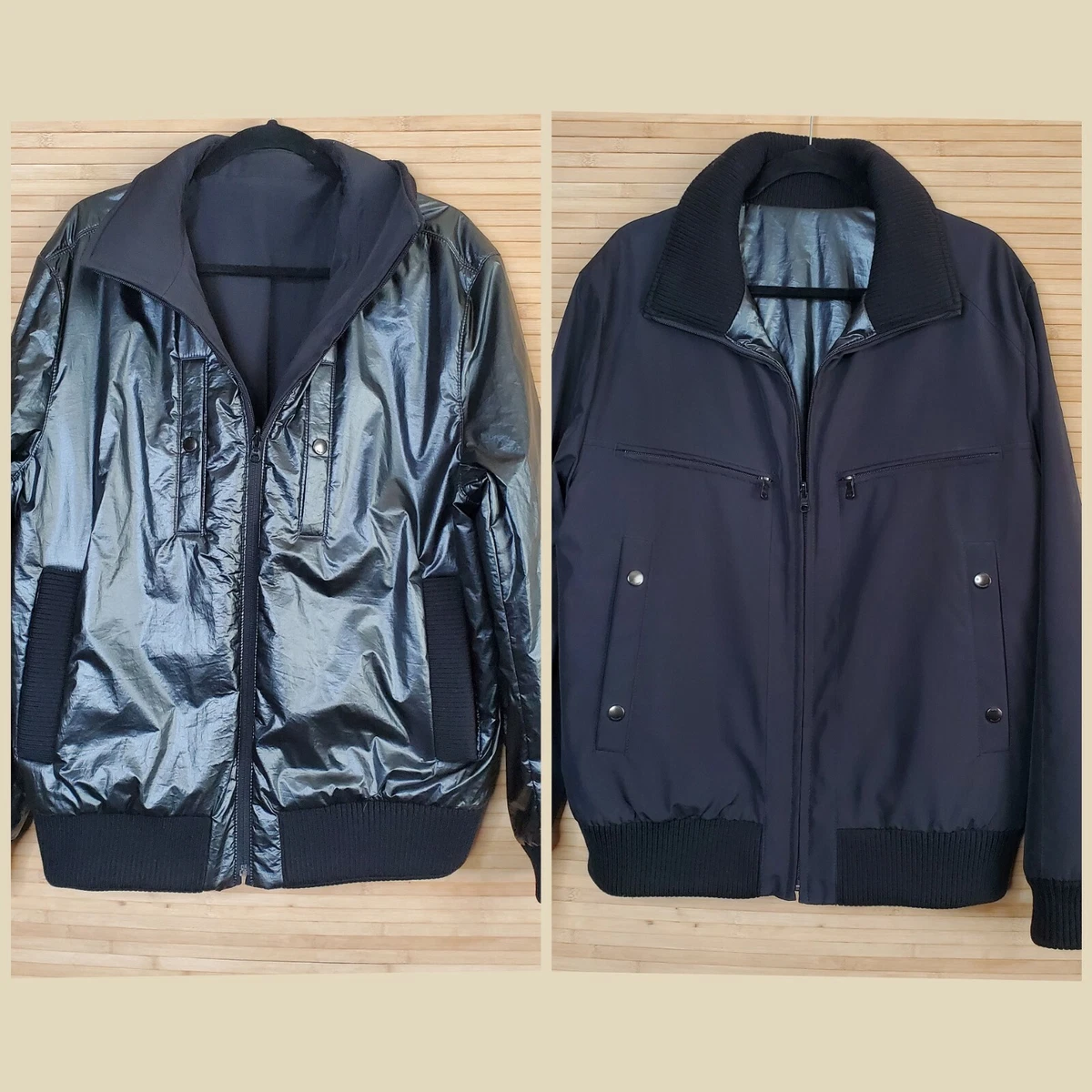 Louis Vuitton Reversible Leather Nylon Jacket BLACK. Size 44