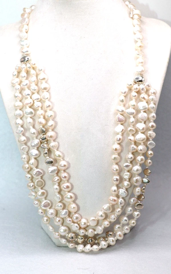 Collar de múltiples hebras de plata esterlina y perlas de agua dulce SILPADA ~ Nuevo con etiqueta