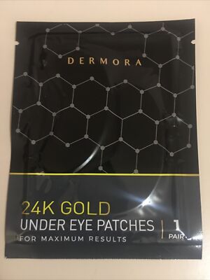 Dermora 24k Gold Under Eye Patches - One Pair Only Single Use - New Sealed Pkg