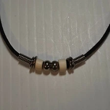 SCORPION Pewter Pendant Charm /  ROPE NECKLACE WITH COLOR BEADS