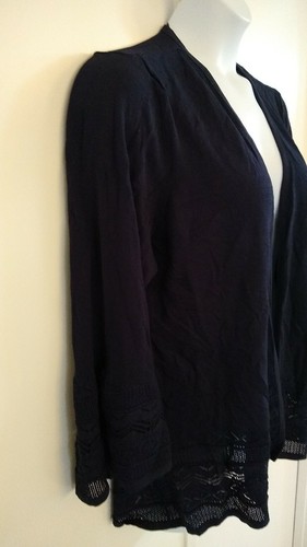 Charter Club Women's Long Sleeve Textured Garden Intrepid Blue Open Cardigan XXL - 第 5/12 張圖片