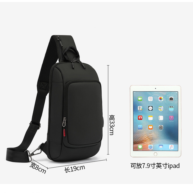 Men's Sling Backpack Oxford cloth Waterproof Crossbody Bag USB Port