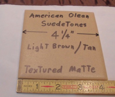 1 pc. *Light Brown* Ceramic Tiles *Suedetones* by American Olean Co. 4-1/4'' NOS