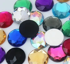 CraftbuddyUS 30pcs 20mm MIXED FlatBack Silver Faceted Rhinestone Crystal Gems