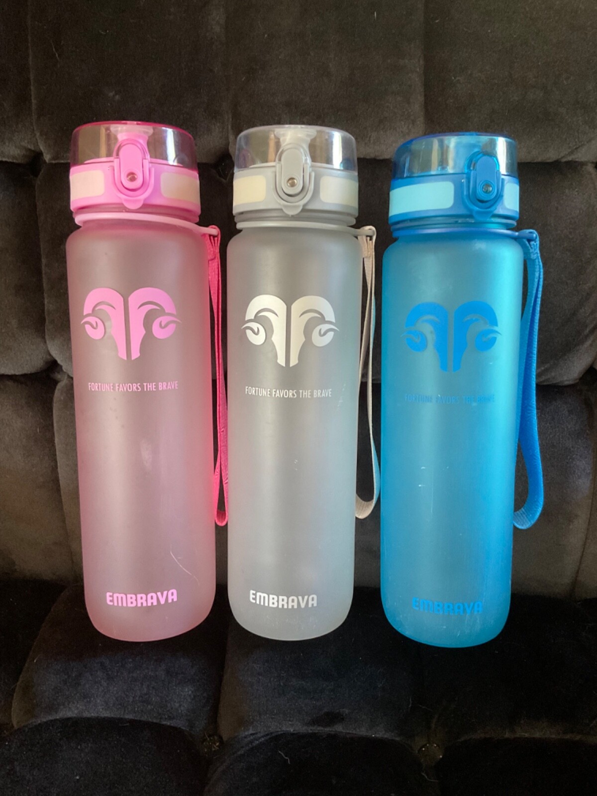 Embrava BPAFree Sports Water Bottles Flip Top Fast Flow 32 oz Lot of 3
