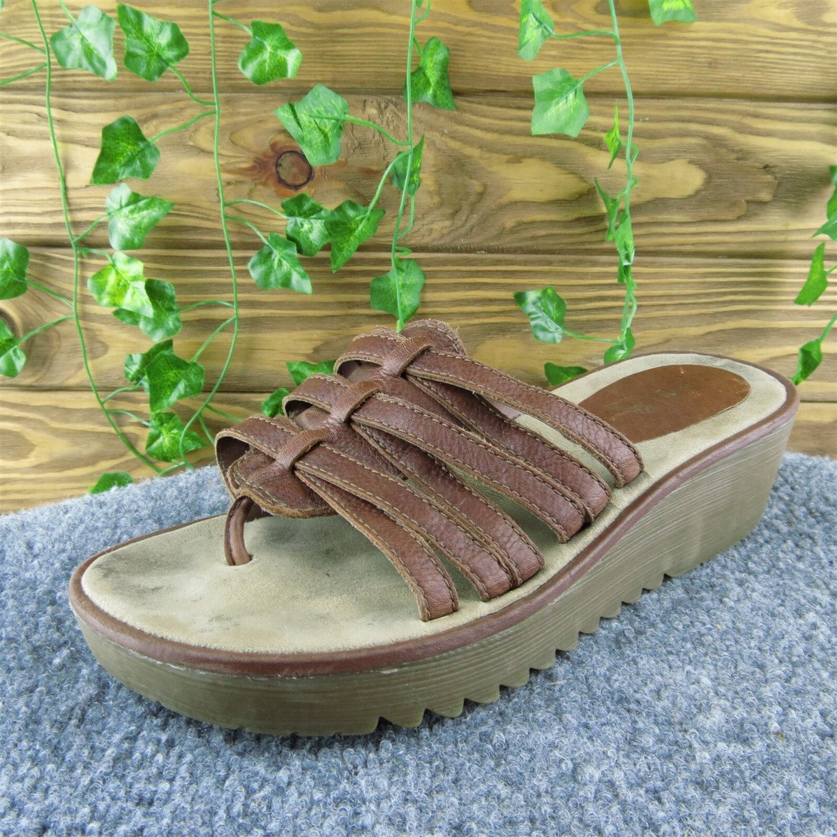 MIA Women Flip Flop Sandal Shoes Brown Leather Size Medium