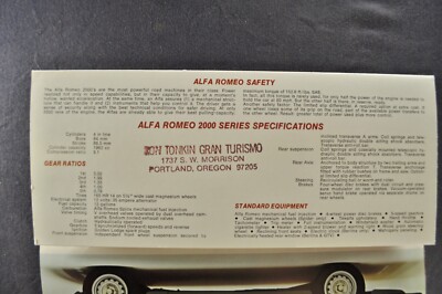 1972 Alfa Romeo 2000 Brochure Folder Spider Veloce GT Berlina